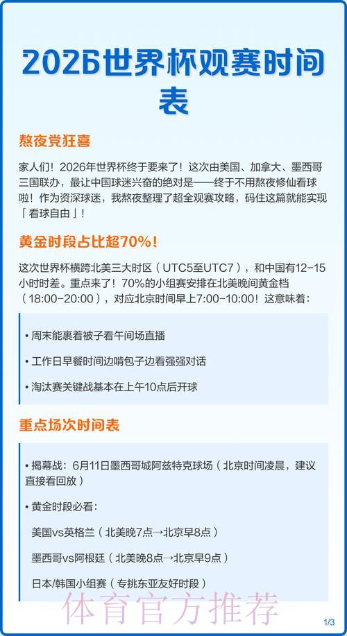 2026年世界杯赛事高清直播完整时间安排表 2026年世界杯赛事高清直播完整时间安排表